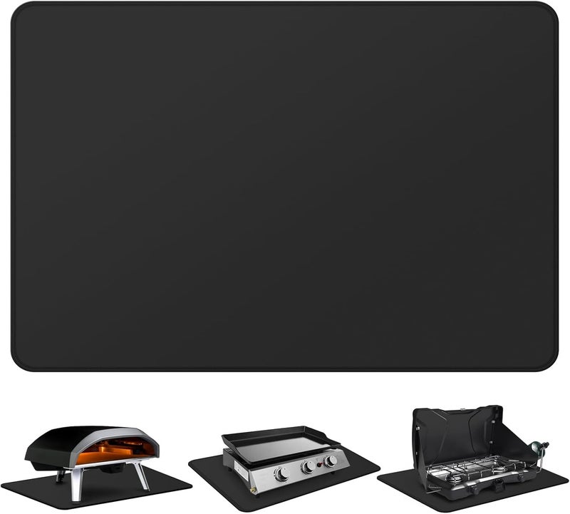 FLASLD Fireproof & Waterproof Under Blackstone Griddle BBQ Mat, Heat Resistant Grill Mats for Outdoor Grill to Protect Your Prep Table and Outdoor Grill Table - Black (Black, 24 x 31in) - Image 1